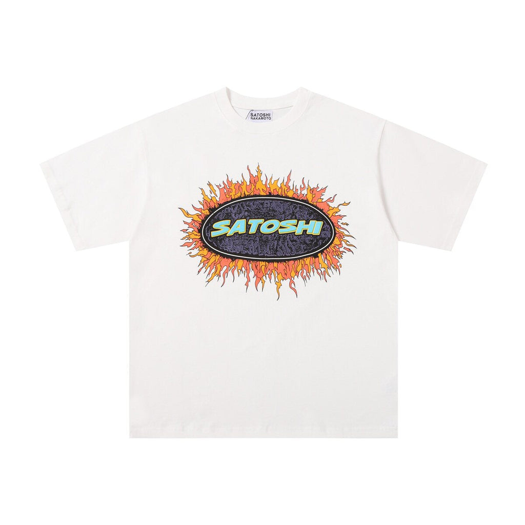 Satoshi Nakamoto Flame Oval Logo Tee