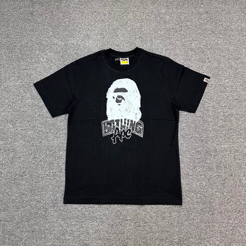 BAPE FW25 Hand-Drawn Graffiti Ape Head T-Shirt - White / Black