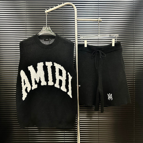 AMIRI Collegiate Logo Knit Vest & Drawstring Shorts Two‑Piece Set