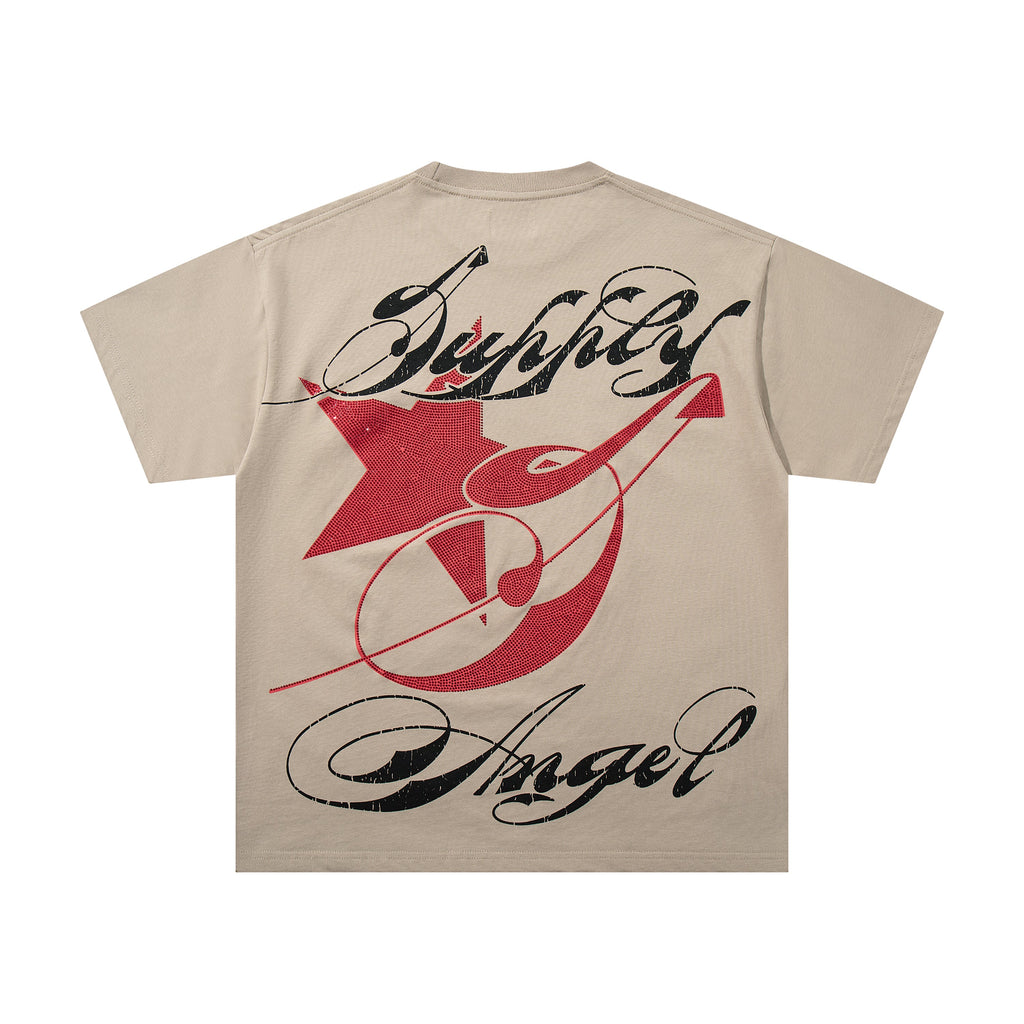 SAINT RECKLESS Blindfold Cupid Khaki Oversized Tee